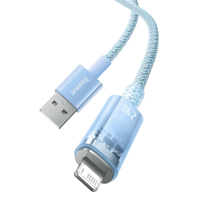 BASEUS Explorer Series 1m Charging Cable USB to iP 2.4A Fast Charging Data Sync Cord with Smart Temperature Control - Blue