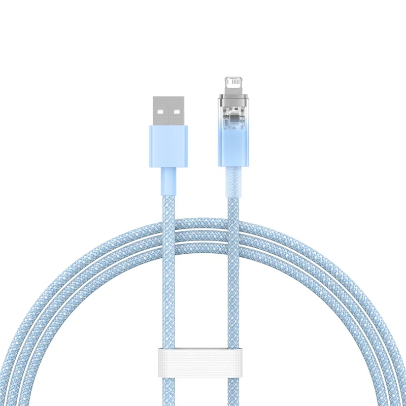 BASEUS Explorer Series 1m Charging Cable USB to iP 2.4A Fast Charging Data Sync Cord with Smart Temperature Control - Blue