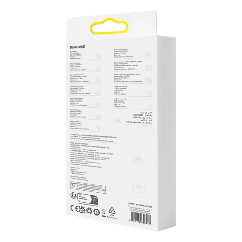 BASEUS Explorer Series 1m Charging Cable USB to iP 2.4A Fast Charging Data Sync Cord with Smart Temperature Control - Blue