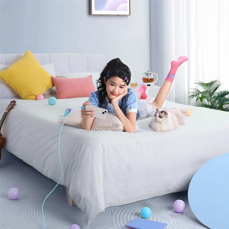 BASEUS Explorer Series 1m Charging Cable USB to iP 2.4A Fast Charging Data Sync Cord with Smart Temperature Control - Blue