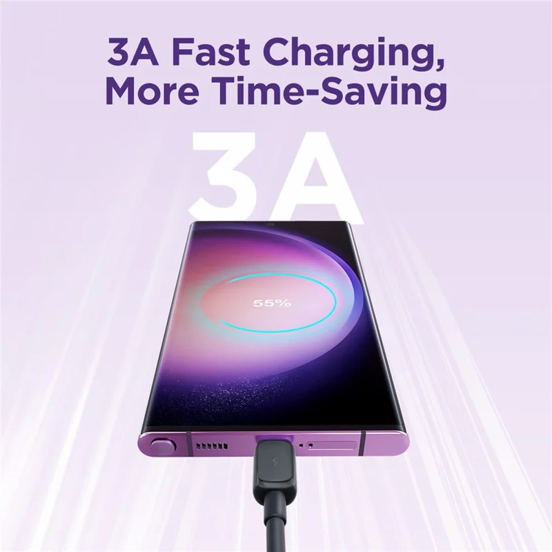 Cabo de Dados JOYROOM S-AC027A14, Série Multicor para iPhone 16-15, 1,2 m, 3 A, USB-A para Tipo-C, Cabo de Carregamento Rápido em TPE - Preto