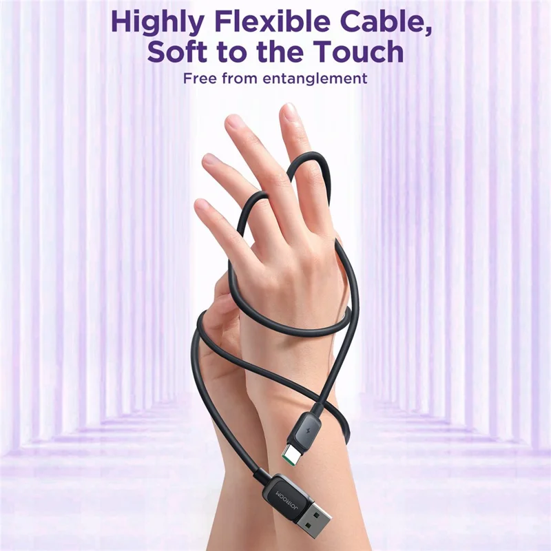 Cabo de Dados JOYROOM S-AC027A14, Série Multicor para iPhone 16-15, 1,2 m, 3 A, USB-A para Tipo-C, Cabo de Carregamento Rápido em TPE - Preto