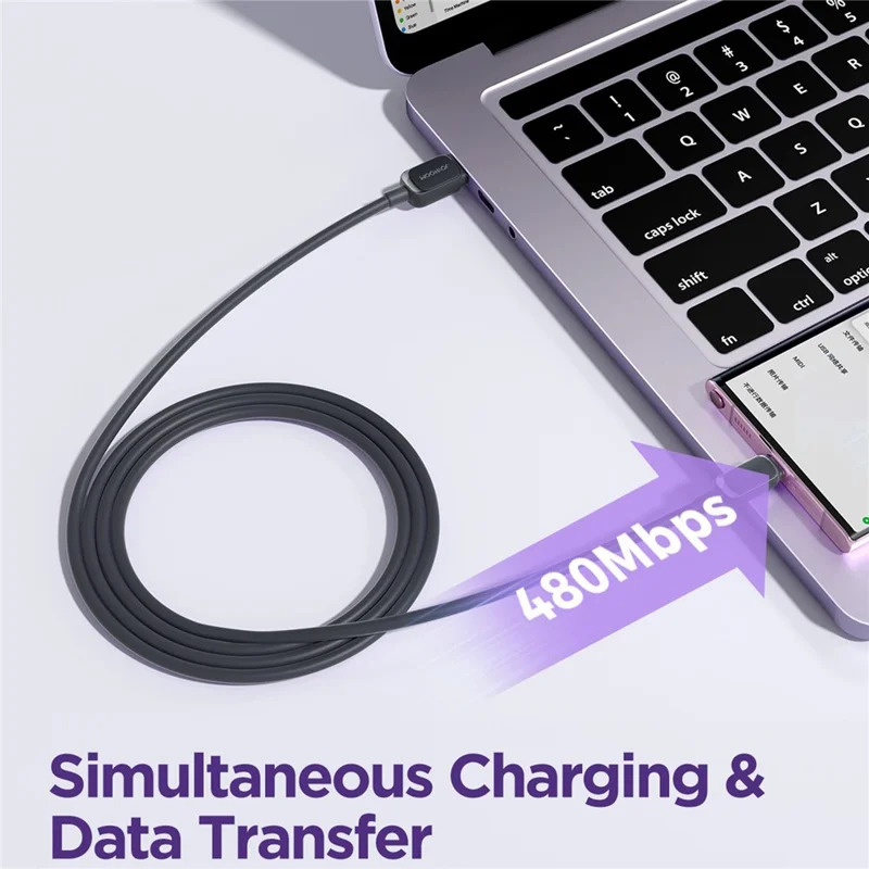 Cabo de Dados JOYROOM S-AC027A14, Série Multicor para iPhone 16-15, 1,2 m, 3 A, USB-A para Tipo-C, Cabo de Carregamento Rápido em TPE - Preto