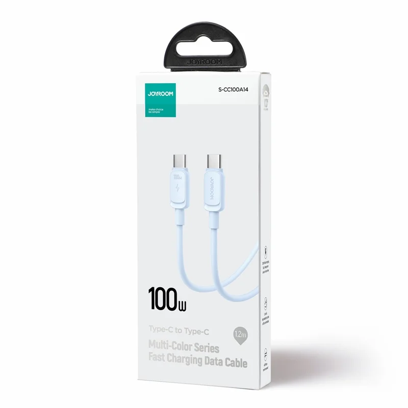 JOYROOM S-CC100A14 Wielokolorowa seria do iPhone 16-15, 1,2 m, 100 W, kabel danych typu USB-C do USB-C, szybkie ładowanie, sznur z tworzywa TPE – niebieski