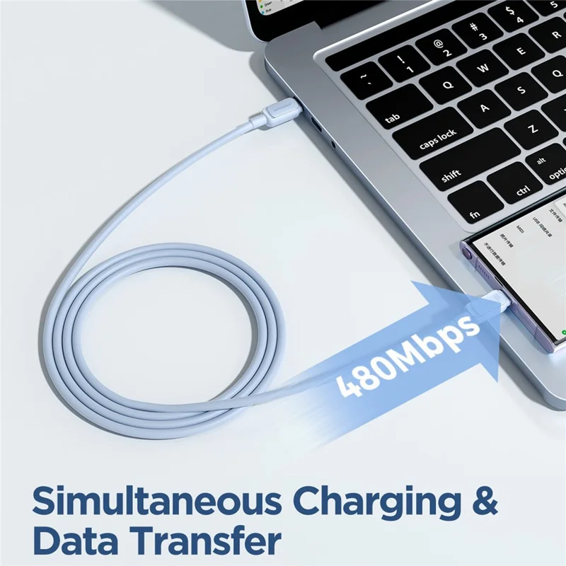 JOYROOM S-CC100A14 Wielokolorowa seria do iPhone 16-15, 1,2 m, 100 W, kabel danych typu USB-C do USB-C, szybkie ładowanie, sznur z tworzywa TPE – niebieski