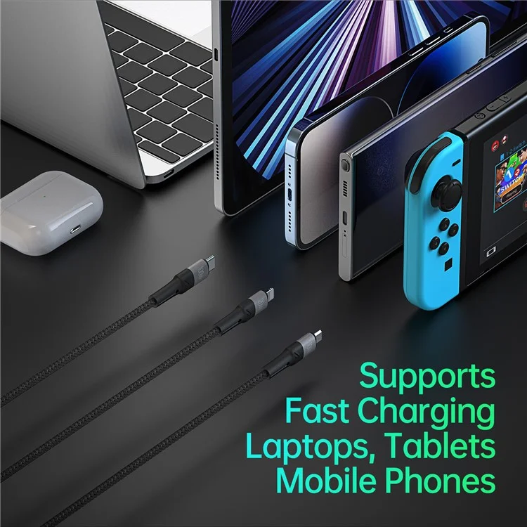 DUZZONA A4 for iPhone 16-15 Series 100W 3-in-1 5A Fast Charging Cable USB-C to USB-C+Lightning+Micro USB Cord (CE / FCC / UKCA / ROHS Certificate)