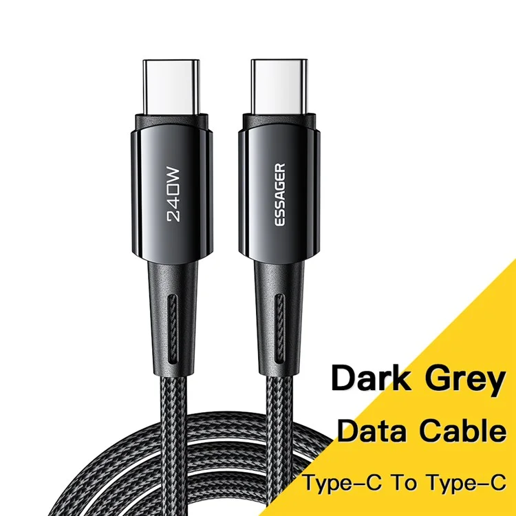 ESSAGER 1м Type-C to Type-C PD 240W Phone Fast Charging Cord Nylon Braided Data Cable