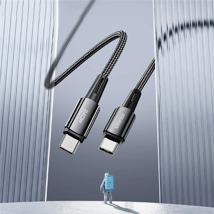 ESSAGER 1м Type-C to Type-C PD 240W Phone Fast Charging Cord Nylon Braided Data Cable