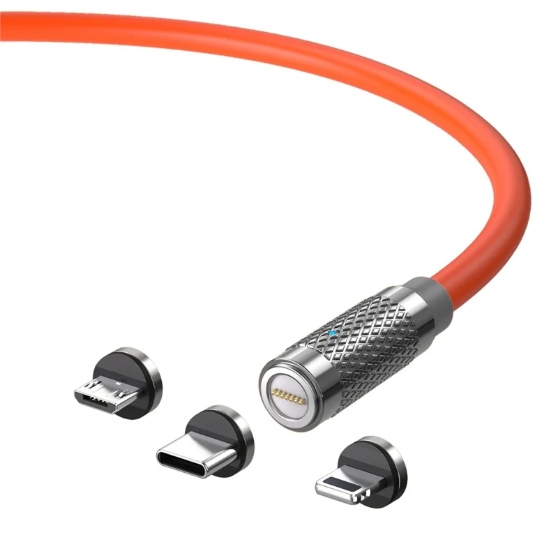 2m 3-in-1 Magnetic Charging Cable PD 100W Fast Charger Sync Data Cord for iPhone / USB / Type-C (NO CE Certificated) - Orange