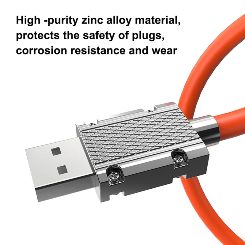 2m 3-in-1 Magnetic Charging Cable PD 100W Fast Charger Sync Data Cord for iPhone / USB / Type-C (NO CE Certificated) - Orange