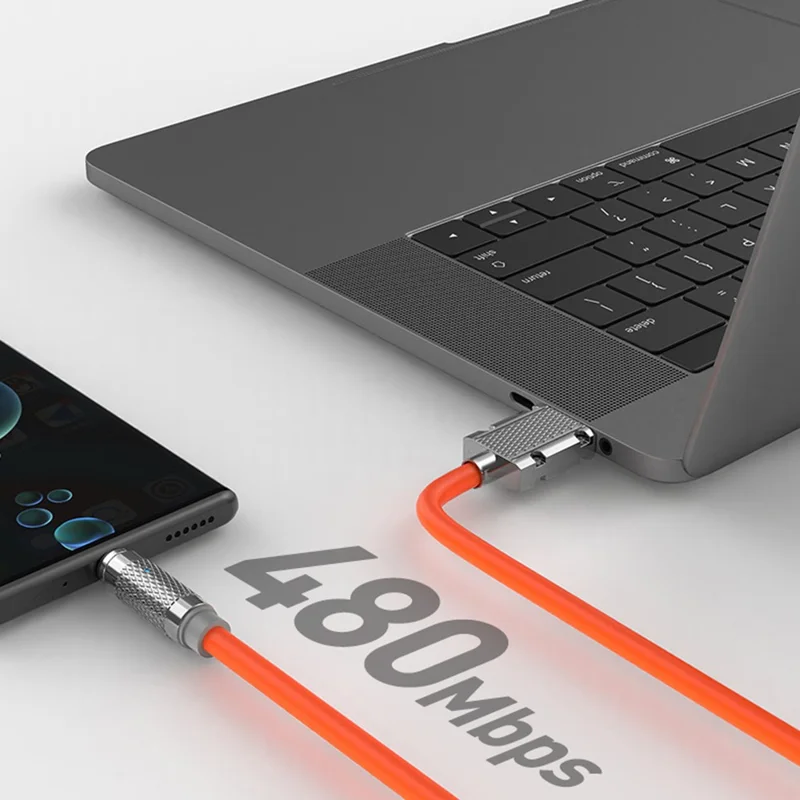 1m Rotating Magnetic Fast Charging Cable 3-in-1 PD 100W Charger Data Transfer Cord for iPhone / USB / Type-C (NO CE Certificated) - Orange