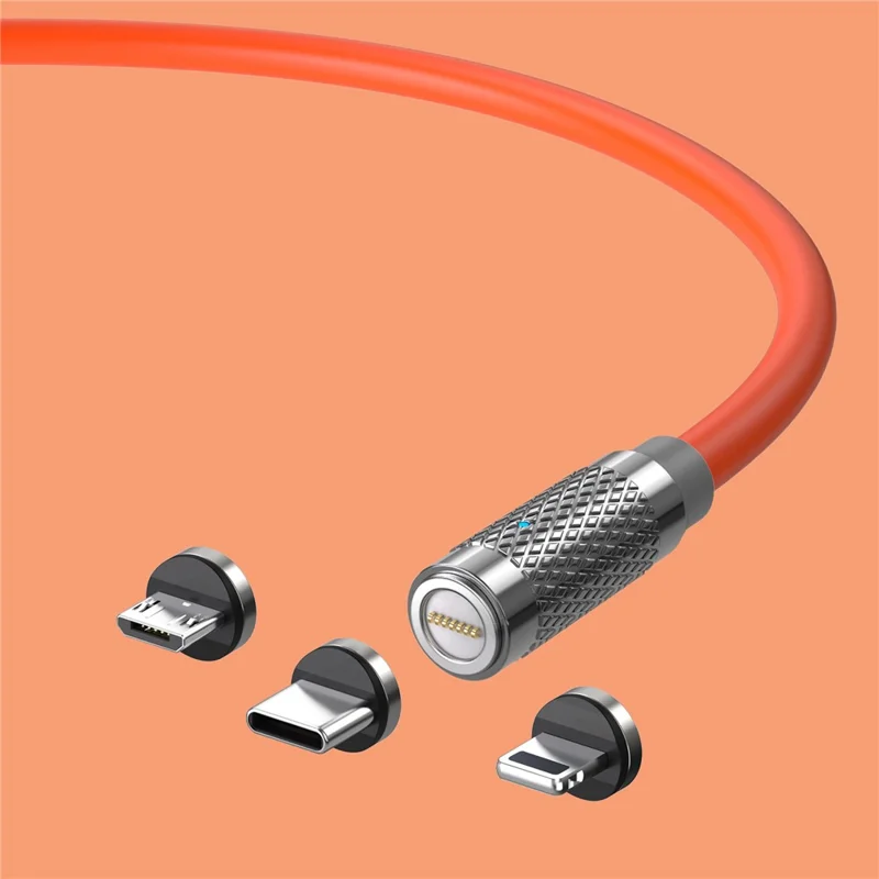 1m Rotating Magnetic Fast Charging Cable 3-in-1 PD 100W Charger Data Transfer Cord for iPhone / USB / Type-C (NO CE Certificated) - Orange
