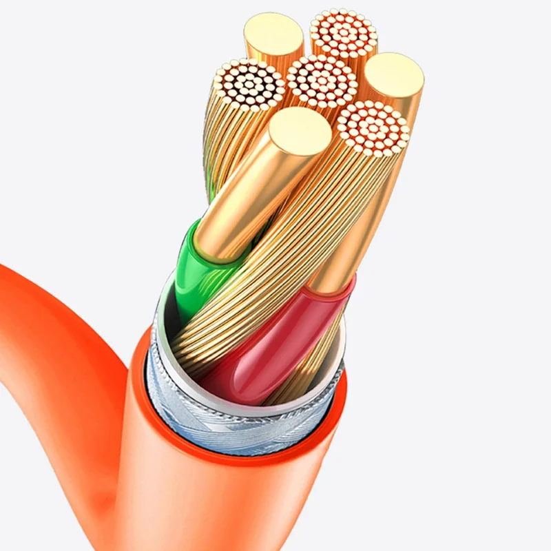 1m Rotating Magnetic Fast Charging Cable 3-in-1 PD 100W Charger Data Transfer Cord for iPhone / USB / Type-C (NO CE Certificated) - Orange
