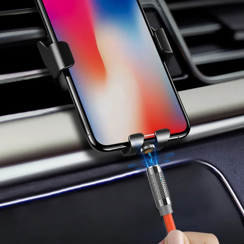 1m Rotating Magnetic Fast Charging Cable 3-in-1 PD 100W Charger Data Transfer Cord for iPhone / USB / Type-C (NO CE Certificated) - Orange