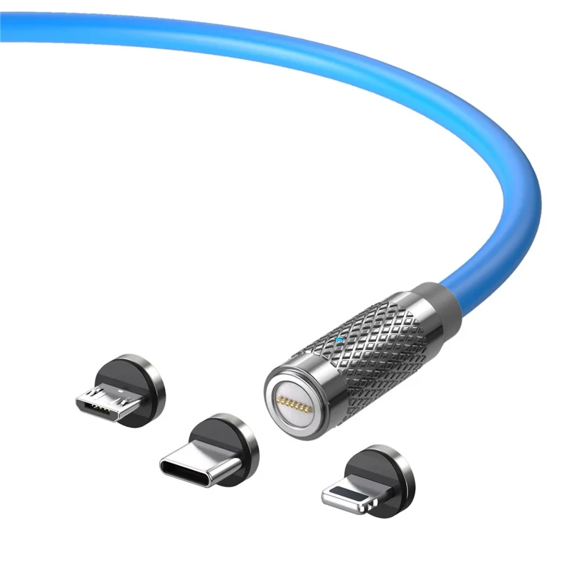 1m Drehbares magnetisches Schnellladekabel 3-in-1 PD 100W Ladegerät Datentransferkabel für iPhone / USB / Typ-C (OHNE CE-Zertifizierung) - Blau