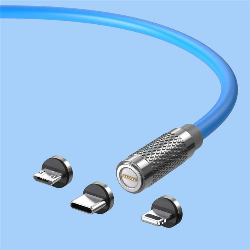 1m Drehbares magnetisches Schnellladekabel 3-in-1 PD 100W Ladegerät Datentransferkabel für iPhone / USB / Typ-C (OHNE CE-Zertifizierung) - Blau