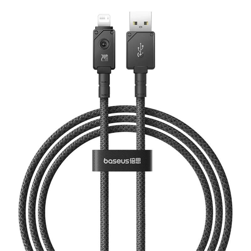 BASEUS Unbreakable Series 1m USB to iP 2.4A Fast Charging Aramid Fiber Braided Data Cable - Cluster Black