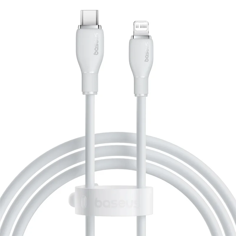 BASEUS Pudding Series 1.2m Type-C to iP Fast Charging Cable 20W 480Mbps Charging Data Cord - White