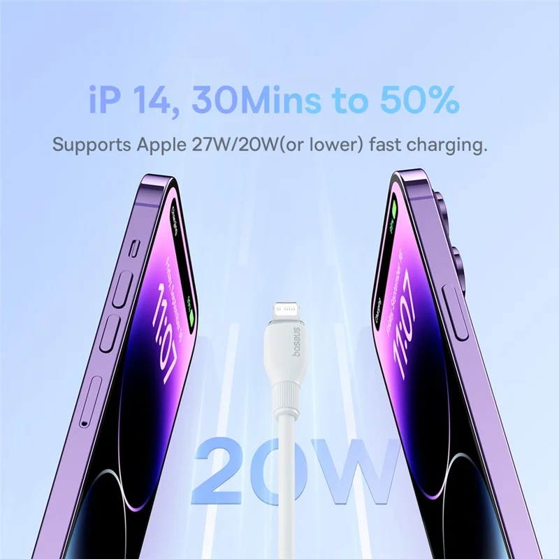 BASEUS Pudding Series 1.2m Type-C to iP Fast Charging Cable 20W 480Mbps Charging Data Cord - White