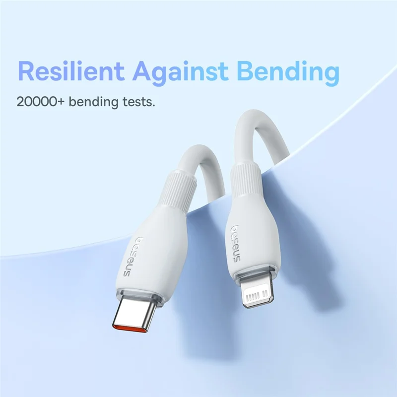 BASEUS Pudding Series 1.2m Type-C to iP Fast Charging Cable 20W 480Mbps Charging Data Cord - White