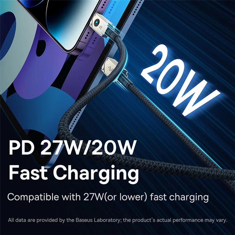 BASEUS Unbreakable Series 1m Fast Charging Data Cable Type-C to iP 20W Aramid Fiber Charging Cord - Stellar White