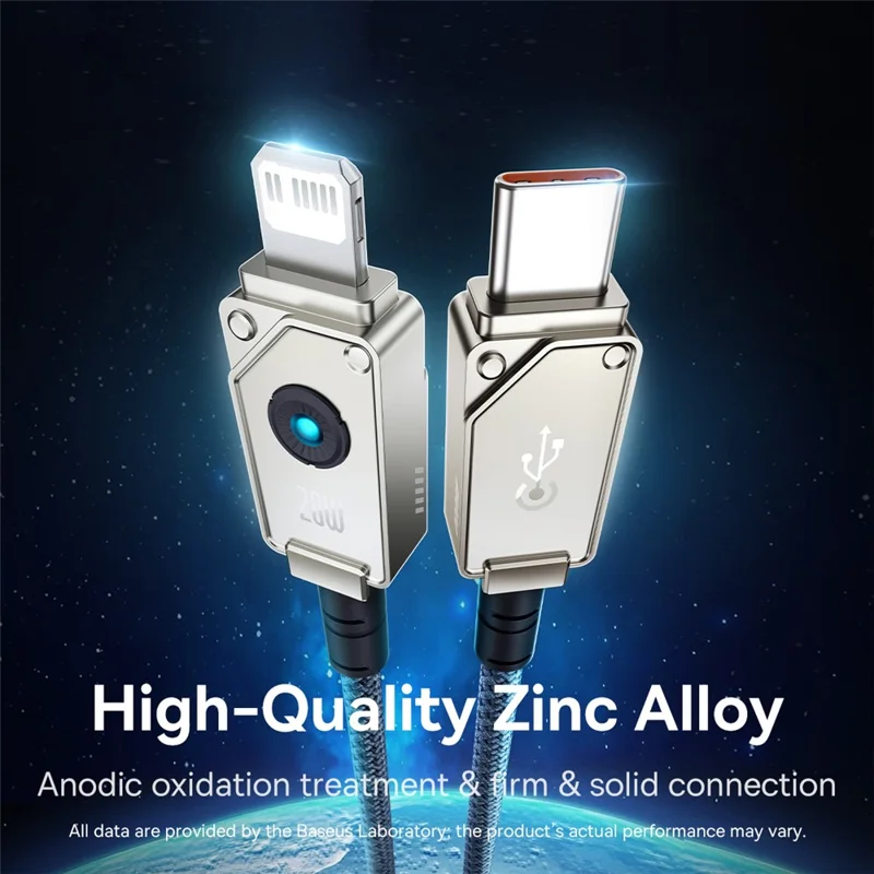 BASEUS Unbreakable Series 1m Fast Charging Data Cable Type-C to iP 20W Aramid Fiber Charging Cord - Stellar White