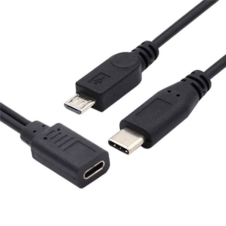 U2-069-TC001 Тип-C USB-C Женский к USB-C Тип C USB 3.1 + Micro USB Мужской Кабель-разветвитель Удлинитель Зарядный Шнур