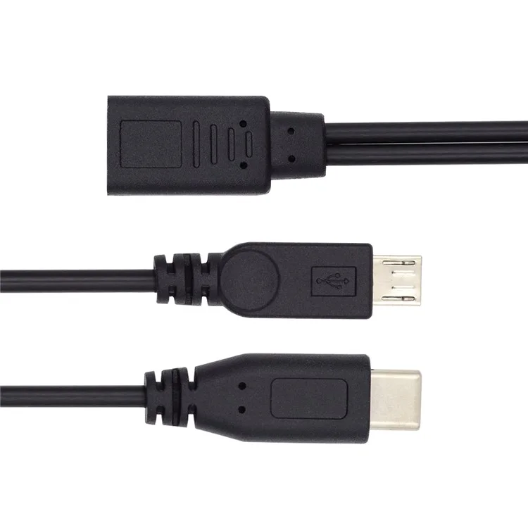 U2-069-TC001 Тип-C USB-C Женский к USB-C Тип C USB 3.1 + Micro USB Мужской Кабель-разветвитель Удлинитель Зарядный Шнур