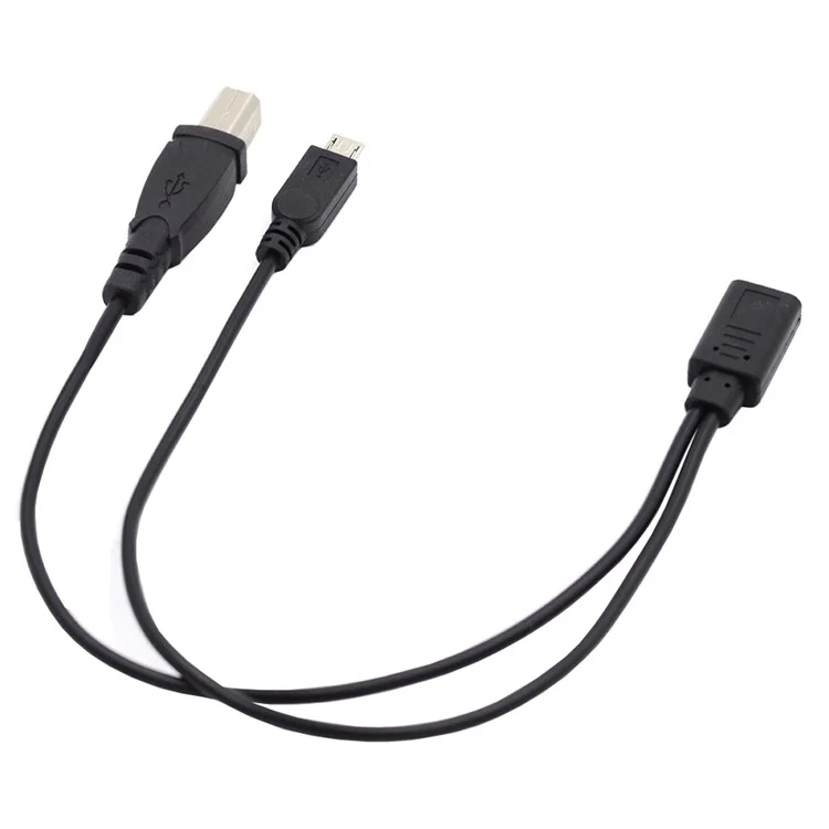 U2-069-TC002 Type-C Female to USB2.0 Standard Type-B + Micro USB Male Splitter Cable Extension Charging Cord