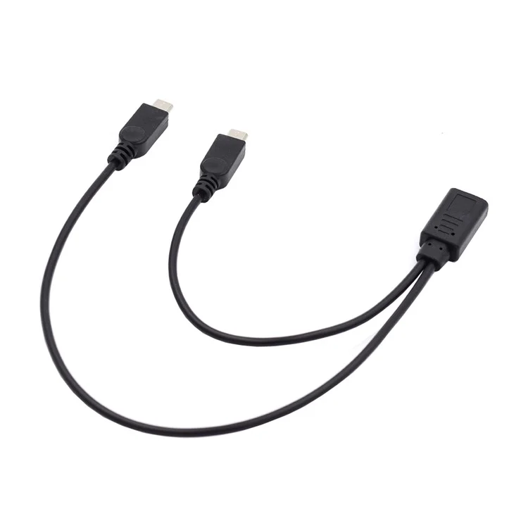U2-069-TC003 Type-C Female DC 5V to Dual Micro USB 5Pin Male Splitter Extension Charge Cable
