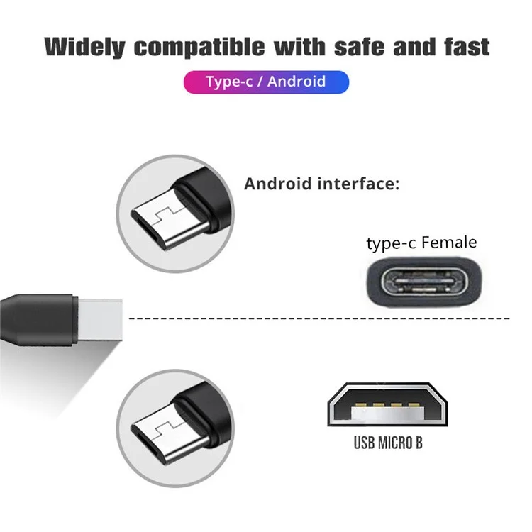 U2-069-TC003 Type-C Female DC 5V to Dual Micro USB 5Pin Male Splitter Extension Charge Cable