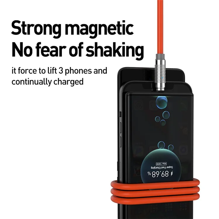 1m Type-C Magnetic 480Mbps Data Cable Support 100W Fast Charging (NO CE Certificated) - Black