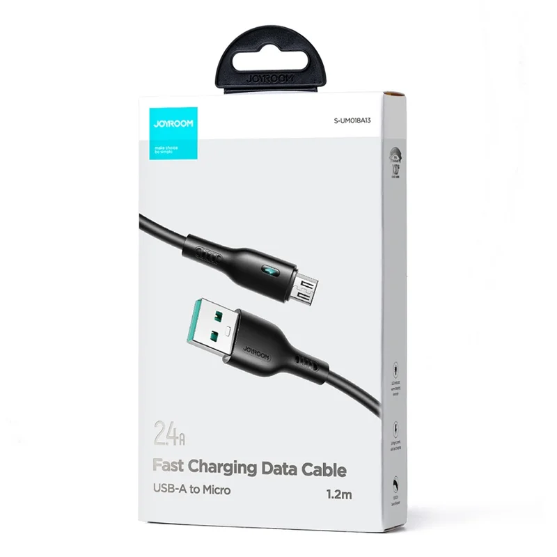 JOYROOM S-UM018A13 1.2m USB-A to Micro 2.4A Fast Charging Cable Support Data Transmission - Black