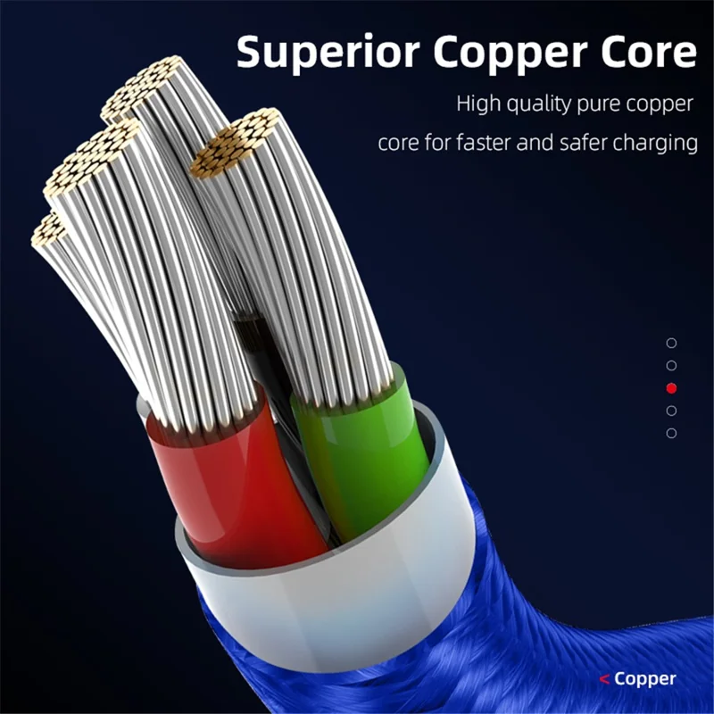 ENKAY HAT PRINCE 1m Magnetic 3A Fast Charging Cable 2-in-1 USB to 8-Pin + Type-C Data Cord - Blue
