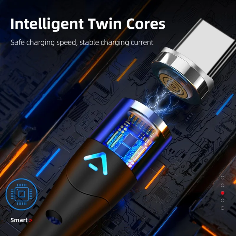 ENKAY HAT PRINCE 1m Magnetic 3A Fast Charging Cable 2-in-1 USB to 8-Pin + Type-C Data Cord - Blue