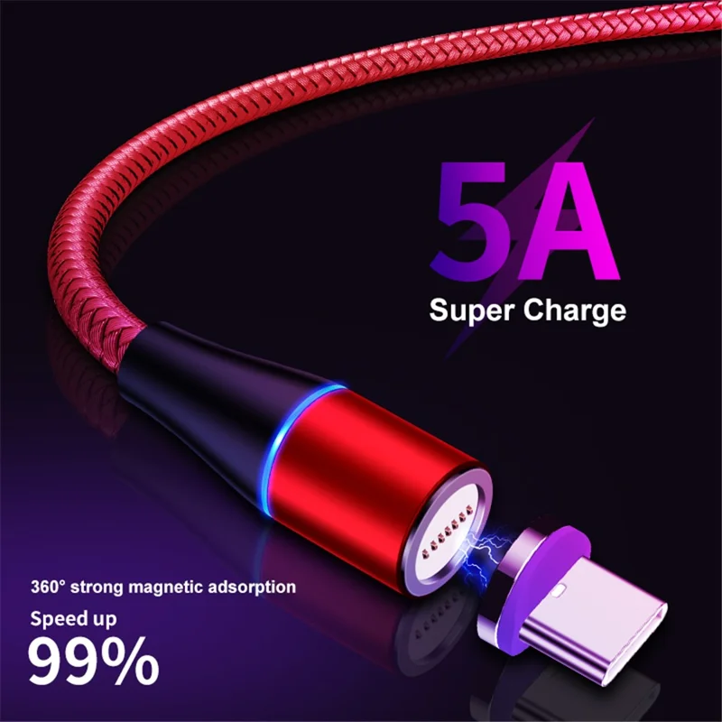 ENKAY HAT PRINCE 1m 5A Fast Charging Magnetic Data Cable 2-in-1 USB to 8-Pin + Type-C Cord - Blue