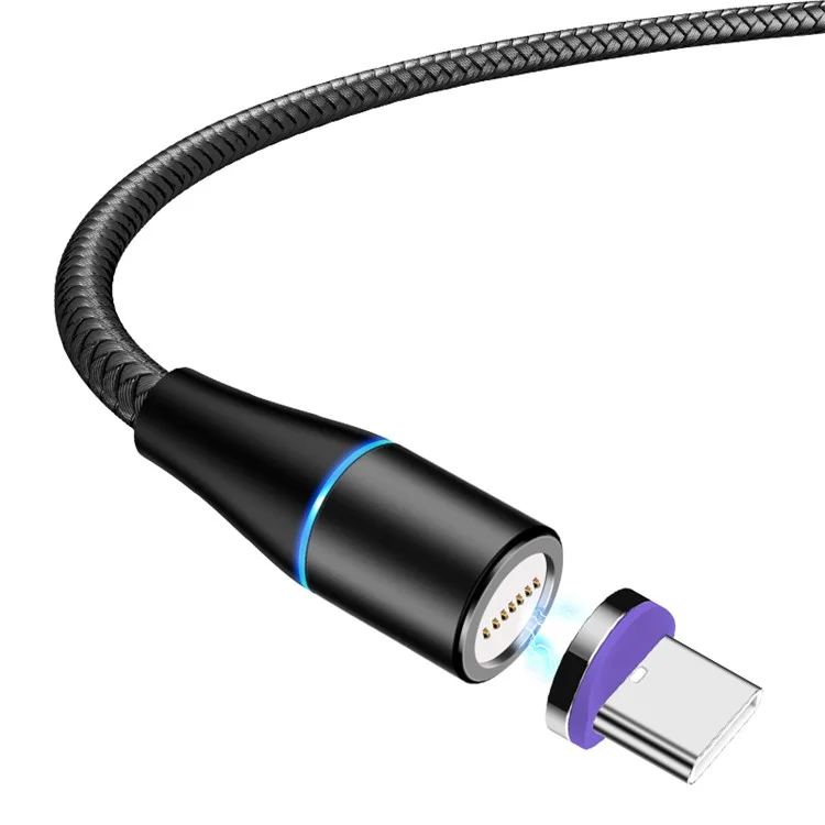 ENKAY HAT PRINCE 1m Magnetic Charging Cable USB to Type-C 5A Fast Charging Data Cord - Black