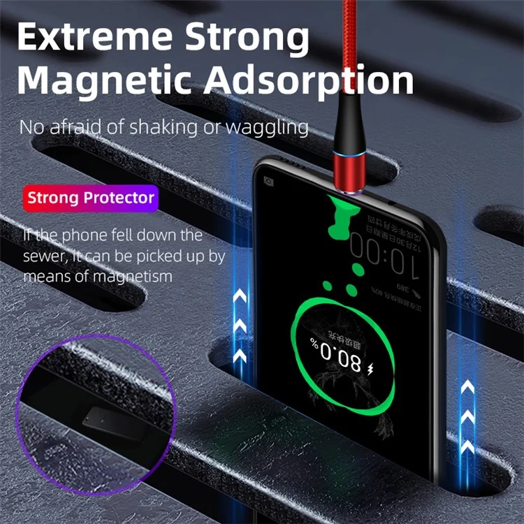 ENKAY HAT PRINCE 1m Magnetic Charging Cable USB to Type-C 5A Fast Charging Data Cord - Black
