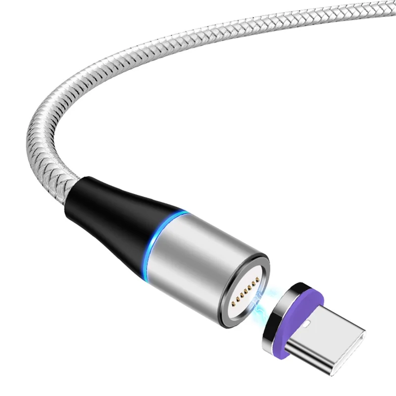 ENKAY HAT PRINCE 1m Magnetic Charging Cable USB to Type-C 5A Fast Charging Data Cord - Silver