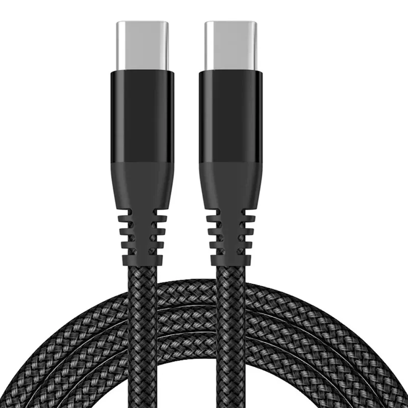 For iPhone 15 Series 2m Type-C to Type-C PD 60W Charging Cord Nylon Braided USB2.0 Charging Data Cable for Cell Phones, Tablets, Laptops - Black