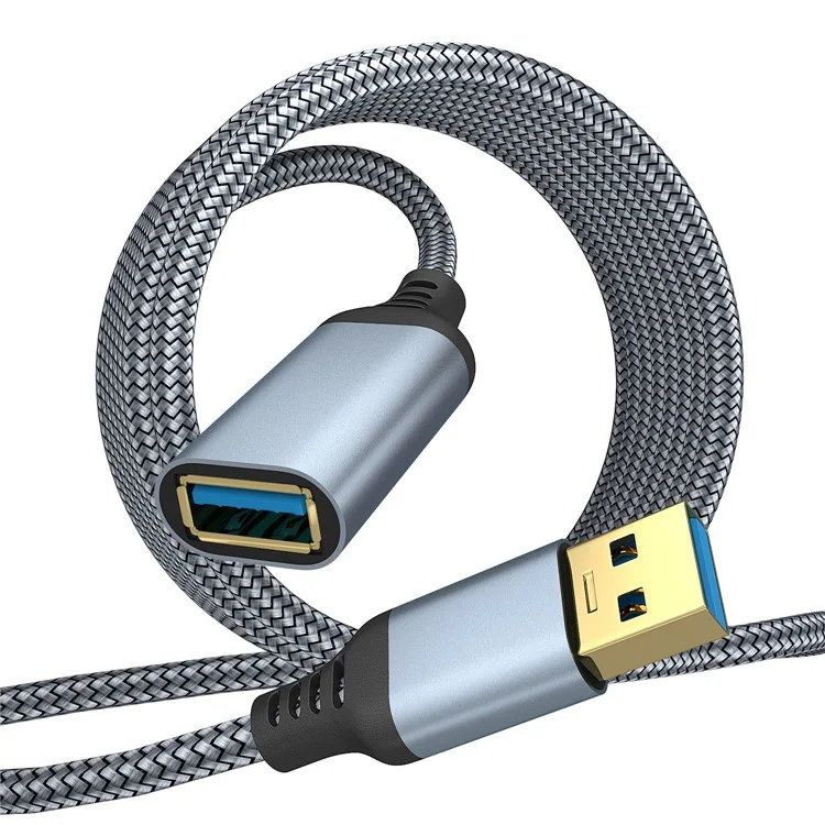 2m USB 3.0 Male to Female 5Gbps Data Cable Nylon Braided Extension Cord - Grey
