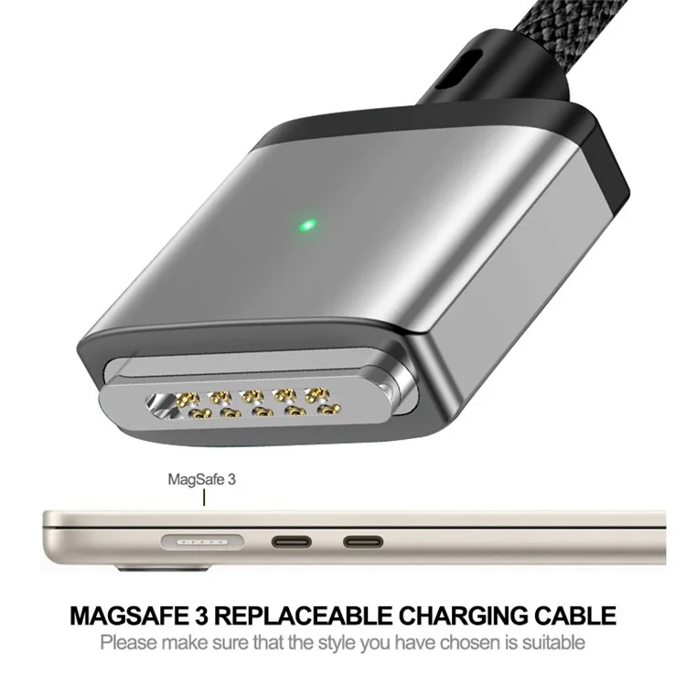 ENKAY 2m PD 140W Compatible with MagSafe 3 USB-C to Magnetic Charging Cable for MacBook - Grey