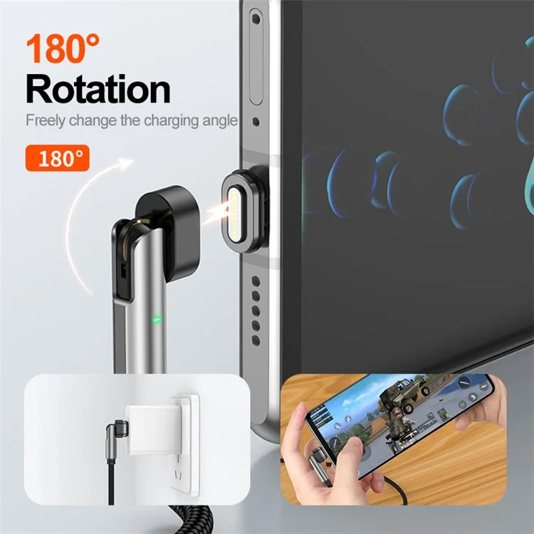 ENKAY 2m Rotazione di 180 Gradi USB-C a Tipo C / ip 2-in-1 PD 100W / Cavo di Ricarica Magnetico da 27W