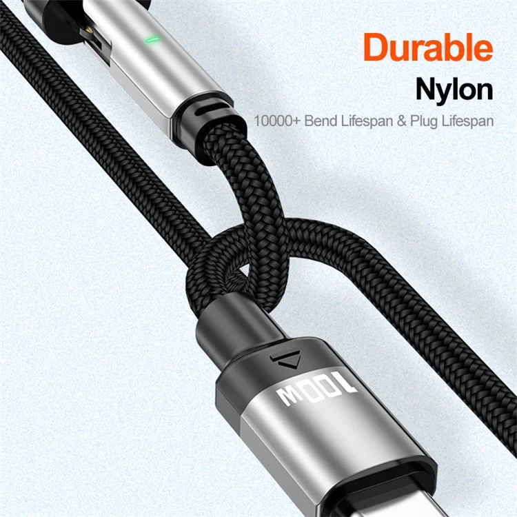 ENKAY 1m USB-C to Type C / iP 2-in-1 PD 100W / 27W 180 Degree Rotation Magnetic Charging Cable