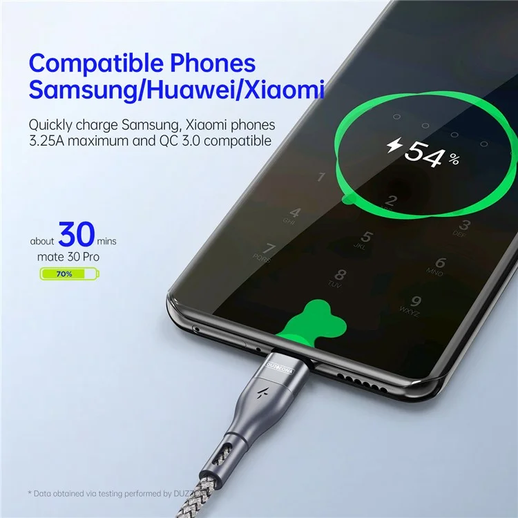 DUZZONA A2 3m PD 65W Fast Charging USB-C a USB-C Cable Trenzado en Nailon Cable de Datos para iPhone Serie 16-15 - Gris