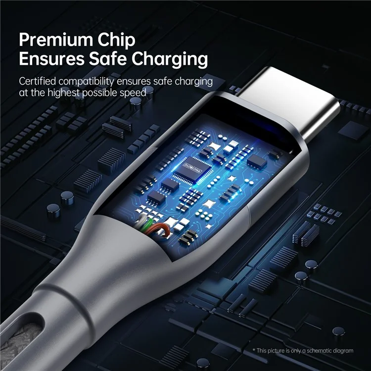 DUZZONA A2 3m PD 65W Fast Charging USB-C a USB-C Cable Trenzado en Nailon Cable de Datos para iPhone Serie 16-15 - Gris