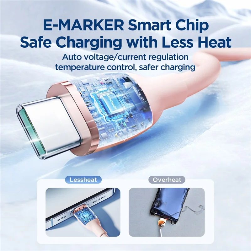 JOYROOM SA29-AC3 Colorful Series for iPhone 16-15 Series 1.2m 3A USB-A to Type-C Phone Fast Charging Cable Liquid Silicone Data Cord - Pink