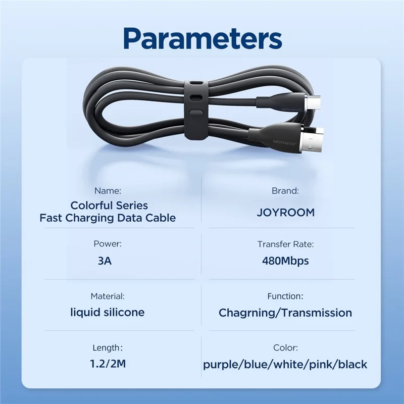 JOYROOM SA29-AC3 Colorful-serie til iPhone 16-15-serie 1,2 m 3 A USB-A til Type-C hurtigopladningskabel i flydende silikone Datakabel - Sort