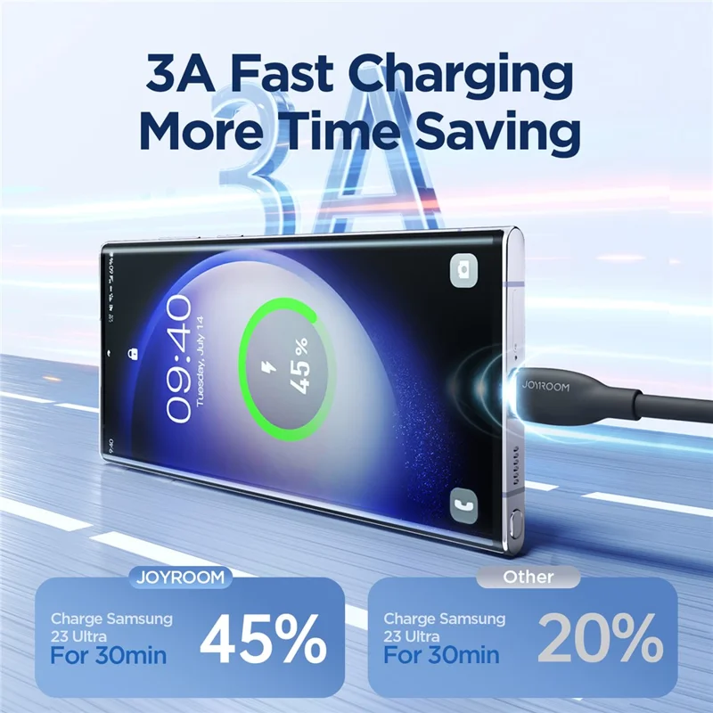 JOYROOM SA29-AC3 Colorful-serie til iPhone 16-15-serie 1,2 m 3 A USB-A til Type-C hurtigopladningskabel i flydende silikone Datakabel - Sort