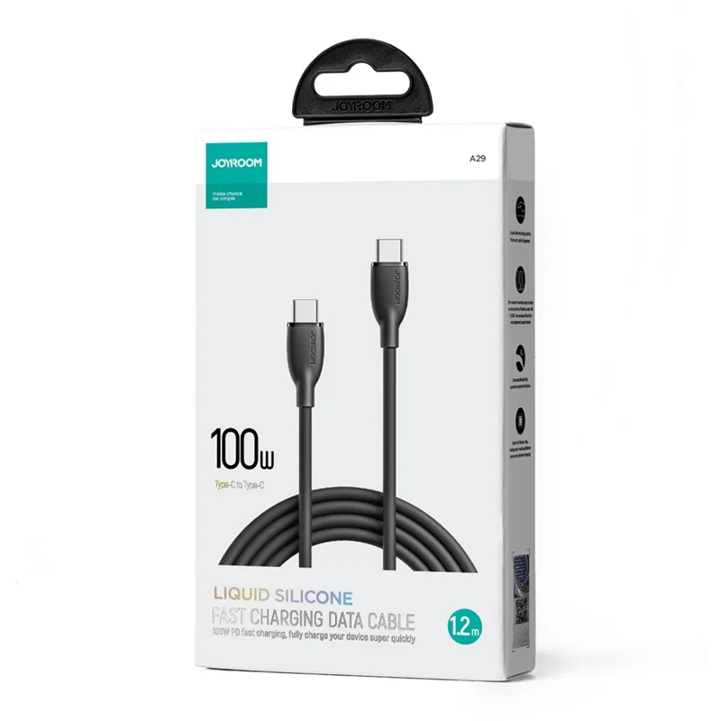 JOYROOM SA29-CC5 Colorful Series for iPhone 16-15 Series 1.2m PD 100W Type-C to Type-C Fast Charge Cable Liquid Silicone Phone Data Cord - Black